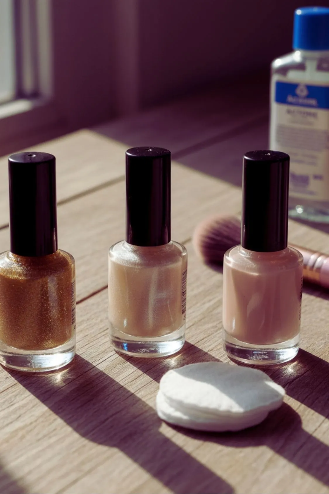A flat lay of three nail polish bottles: Zoya 'Ziv', Olive & June 'SC', and Sally Hansen Miracle Gel 'S-Teal the Show'.